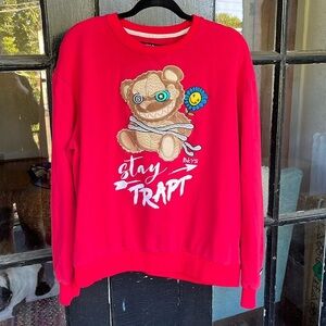 BKYS Stay Trapt Bear Red Sweatshirt Size XL